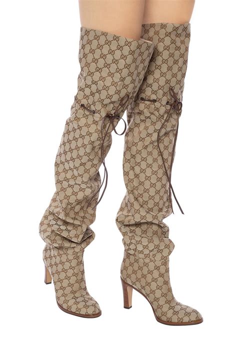 gucci yellow cowboy boots|gucci monogram thigh high boots.